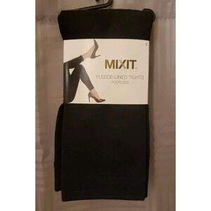 MIXIT Women's Black‎ Small Fleece-Lined Seamless Footless Tights New with Tag